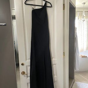 Watters Jelina One Shoulder Bridesmaid Dress in Black Size 8 floor length